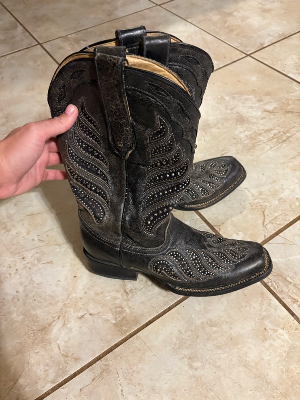 Black Women's Corral Western Heeled Boots size 9